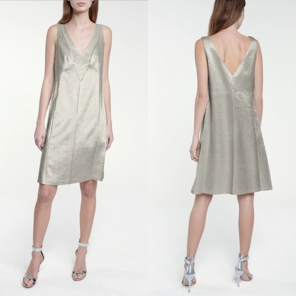 MARC JACOBS RUNWAY FALL 2020 Gabardine Lamé Chalk Dress Beyoncé Style New Size 4 - Picture 1 of 13